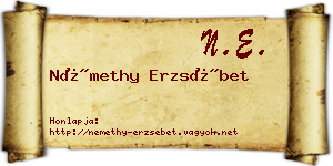 Némethy Erzsébet névjegykártya